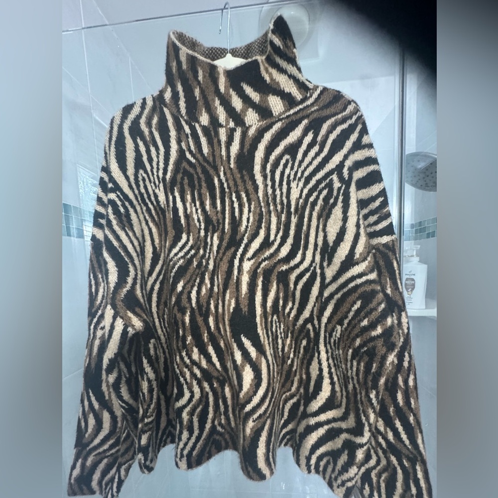 Zara Zebra Print Sweater - Black and Brown